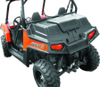 Orange and black Polaris RZR with cargo bed cover for QuadBoss RZR 800 cargo bed