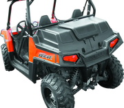 Orange and black Polaris RZR with cargo bed cover for QuadBoss RZR 800 cargo bed