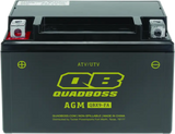QuadBoss AGM battery for Arctic Cat 350, maintenance-free black yellow design