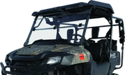 Camouflaged utility vehicle for Honda SXS700 Pioneer with folding windshield accessory
