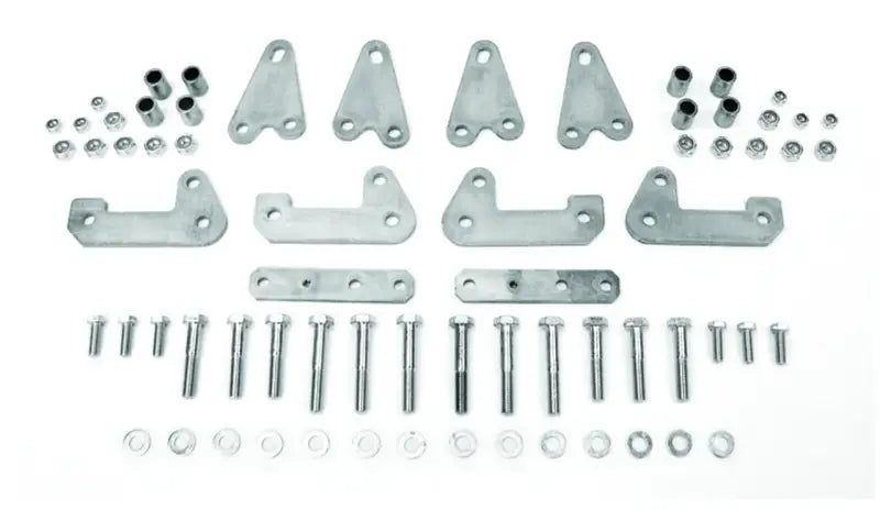 Assorted metal hardware components for Polaris Ranger diesel lift kit install