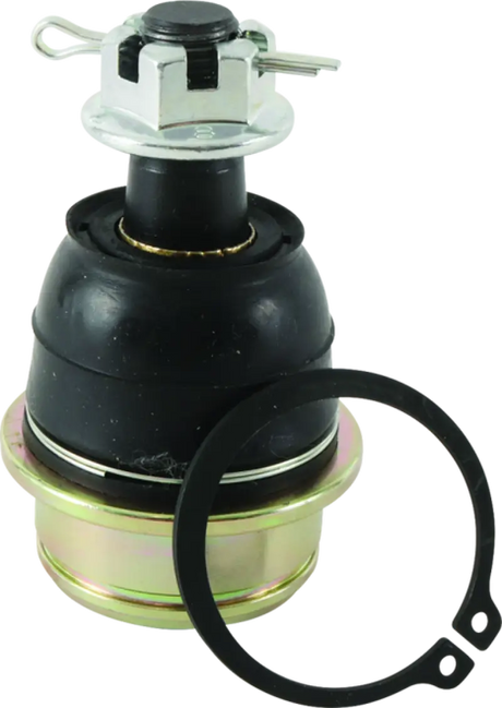 Automotive ball joint with rubber boot, gold housing, and castellated nut for Yamaha YXC700 Viking