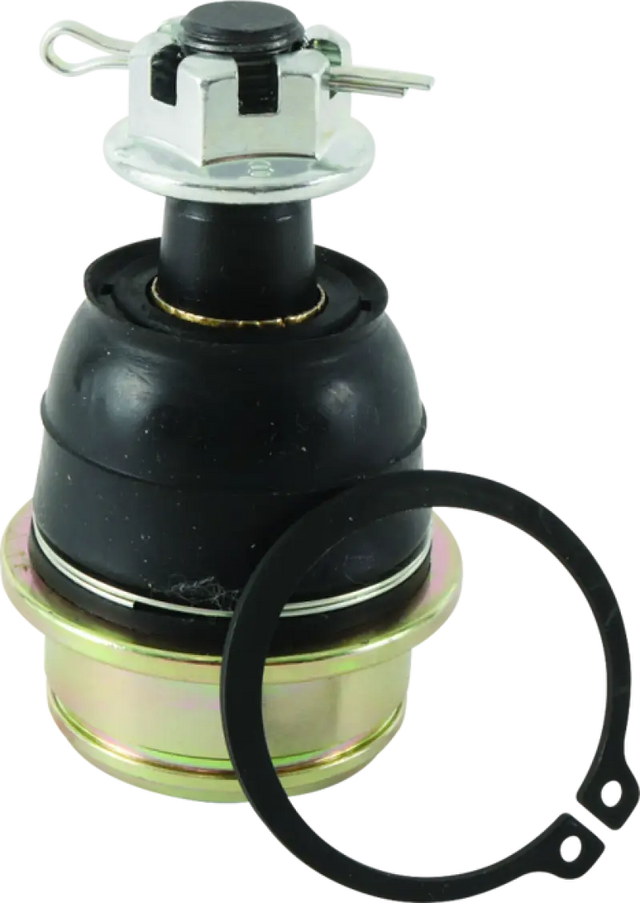 Automotive ball joint with rubber boot, gold housing, and castellated nut for Yamaha YXC700 Viking