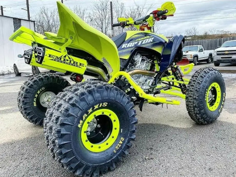 Lime green and navy Yamaha Raptor ATV with winch mount for Yamaha YFM700 Grizzly