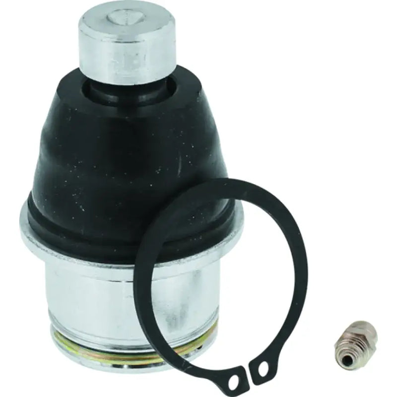 Shiny metal and black rubber lower ball joint from QuadBoss Can-Am Commander ball joint kit