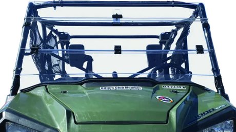 Green utility vehicle on QuadBoss Honda SXS1000 Pioneer Windshield accessory