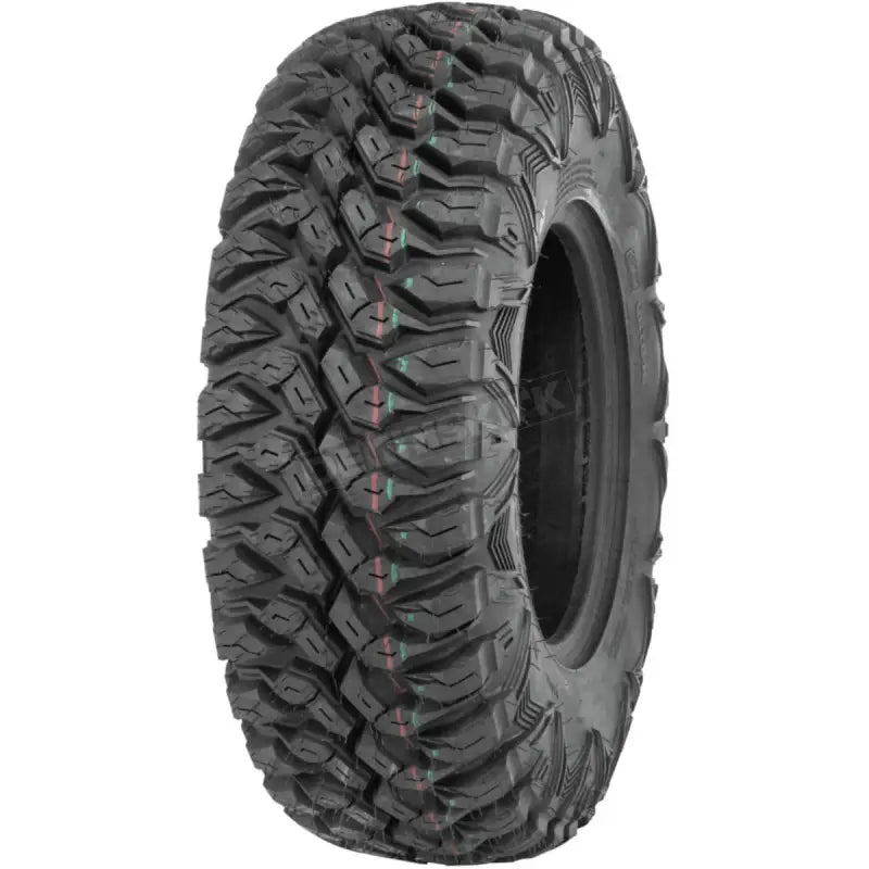Off-road tire with aggressive tread for Arctic Cat cooling fan assembly on ATV UTV