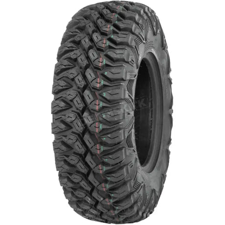 Off-road tire with aggressive tread for Arctic Cat cooling fan assembly on ATV UTV