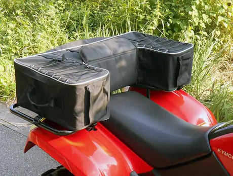 Black ATV cargo bag on QuadBoss Arctic Cat 1000 cooling fan assembly for Arctic Cat ATV