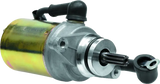 Gold and silver Yamaha YFA-1 Breeze electric starter motor with splined shaft and connections