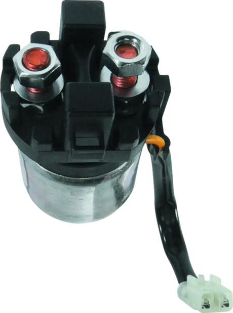 Silver and black starter solenoid with wiring harness for Honda TRX200 FourTrax tie rod assembly