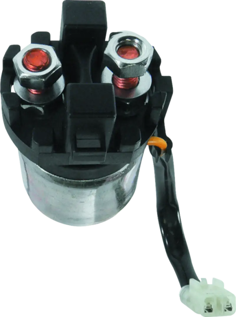 Silver and black starter solenoid with wiring harness for Honda TRX200 FourTrax tie rod assembly