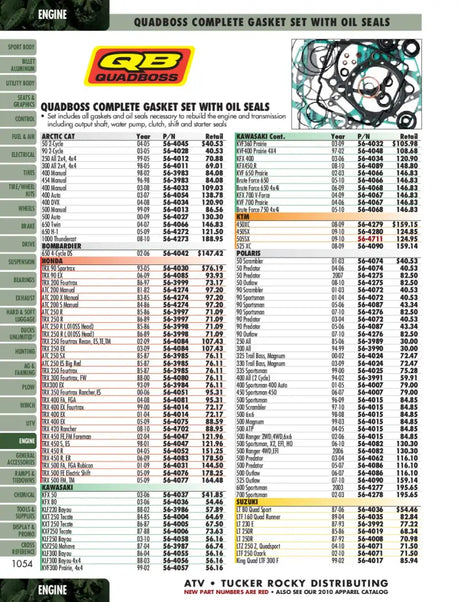 QuadBoss 91-04 Yamaha YFA-1 Breeze 125 Complete Gasket Set w/ Oil Seal - 564070 - Engine Components