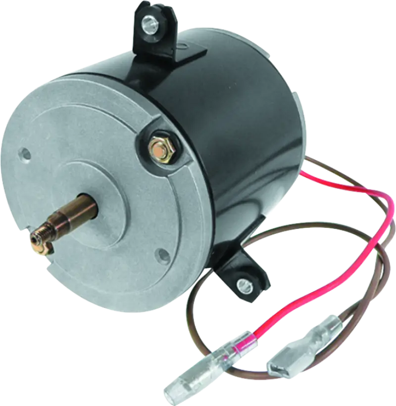 Black Polaris 400L 2x4 fan motor with exposed shaft and wiring for Polaris 400L