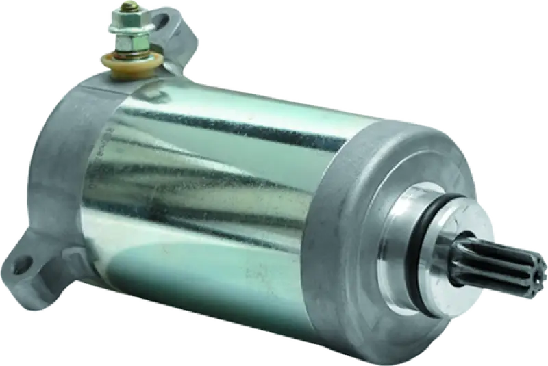Silver Kawasaki KLF220 Bayou starter motor with splined shaft for KLF220 models