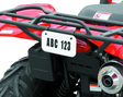 ATV license plate displayed with Quadboss ATV License Plate Kit in white