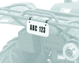 ATV license plate holder from Quadboss ATV License Plate Kit in white for easy mounting