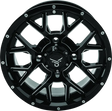 Black and silver quadboss barbwire 14x7 multi-spoke wheel for off-road rides