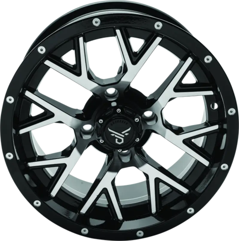 Black machined quadboss barbwire 14x7 spoked wheel for off-road motorcycles