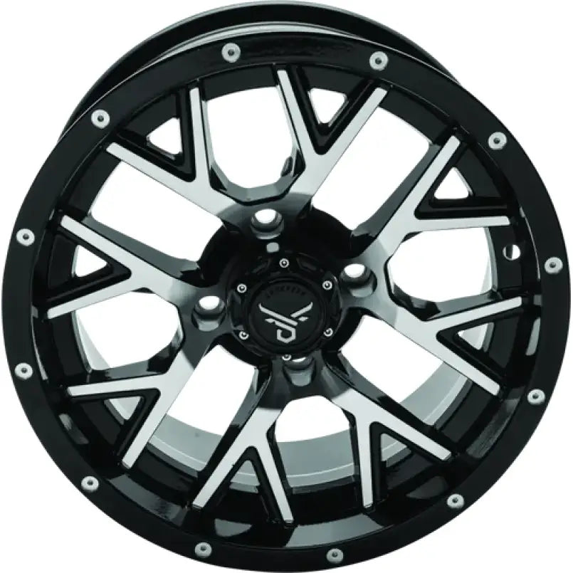 Black machined quadboss barbwire 14x7 spoked wheel for off-road motorcycles