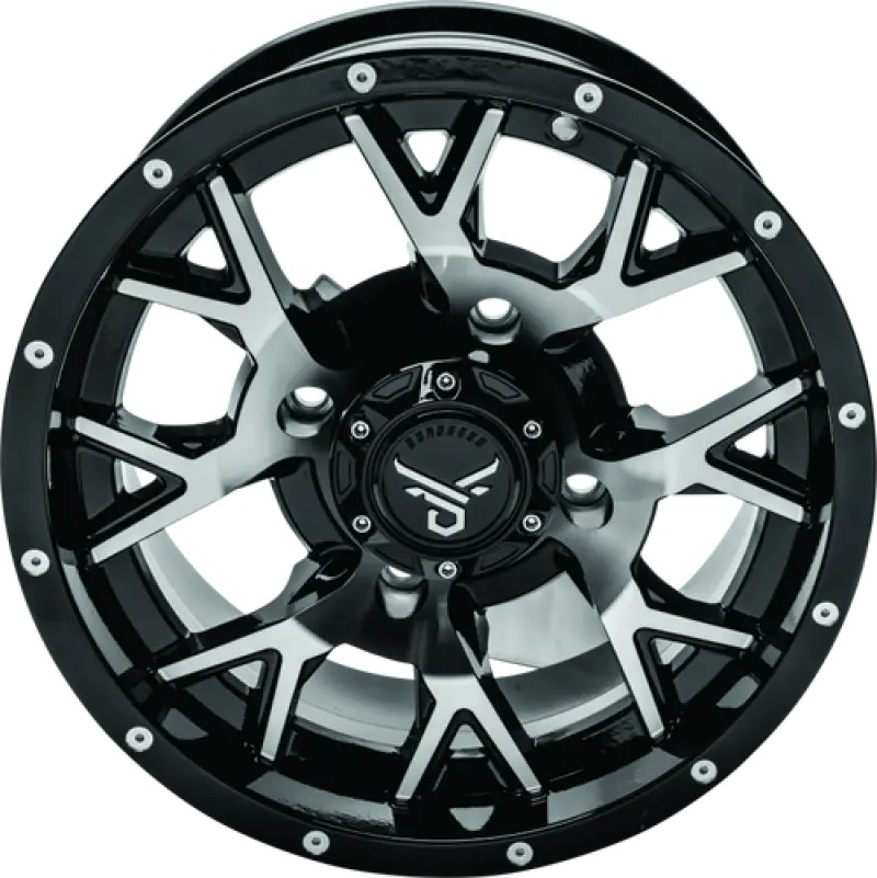 QuadBoss Barbwire 14X7 - 5 + 2 - 4/137 - Black Machined - 608575 - Wheels