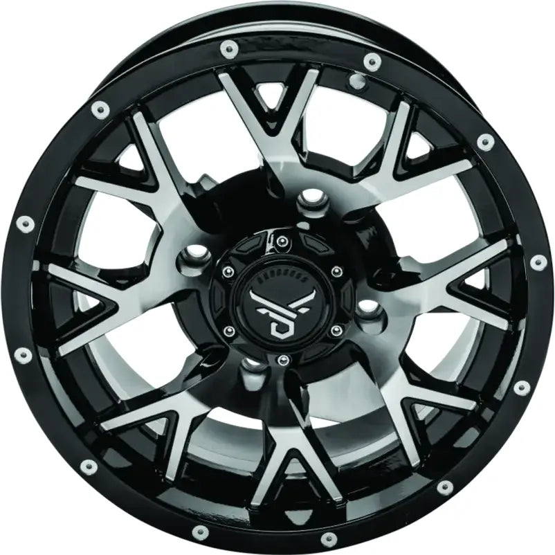 QuadBoss Barbwire 15x7 black and silver multi-spoke wheel with matte finish