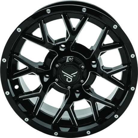 QuadBoss Barbwire 15x7 black matte wheel with silver accents