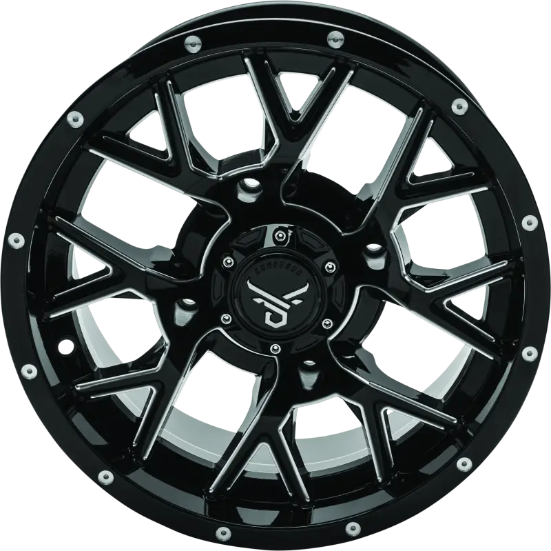 QuadBoss Barbwire 15x7 black matte off-road wheel with multi-spoke design