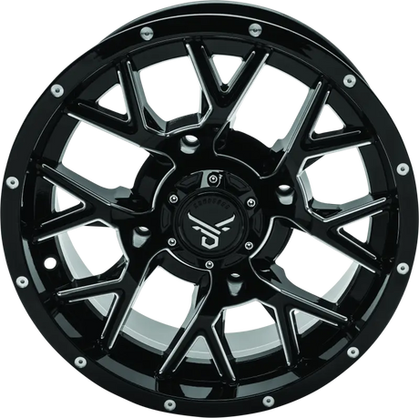 QuadBoss Barbwire 15x7 black matte off-road wheel with multi-spoke design