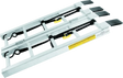 White metal rack with black and yellow parts for QuadBoss Bifold Ramp Counter Display