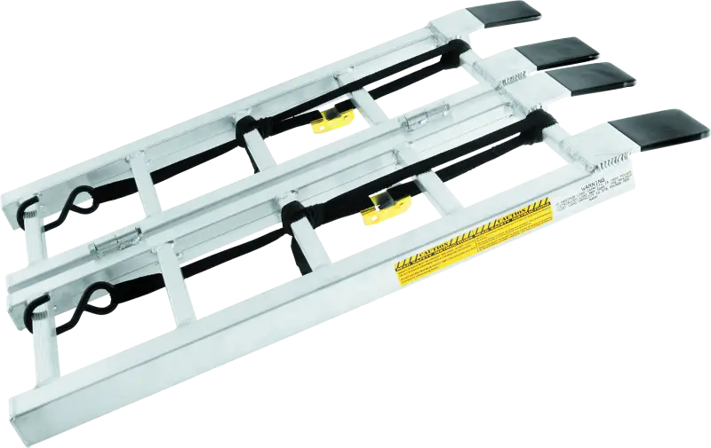 Adjustable vehicle ramps on QuadBoss Bifold Ramp Counter Display for easy loading