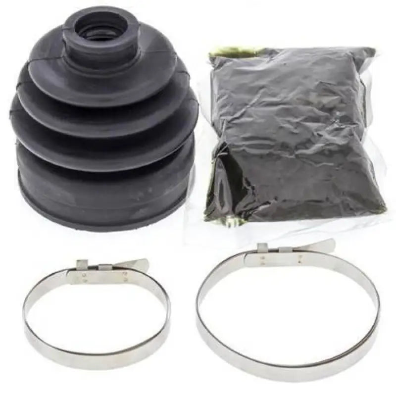 Black rubber boot grease packet and metal clamps in QuadBoss CV Boot Kit for RV parts & accessories