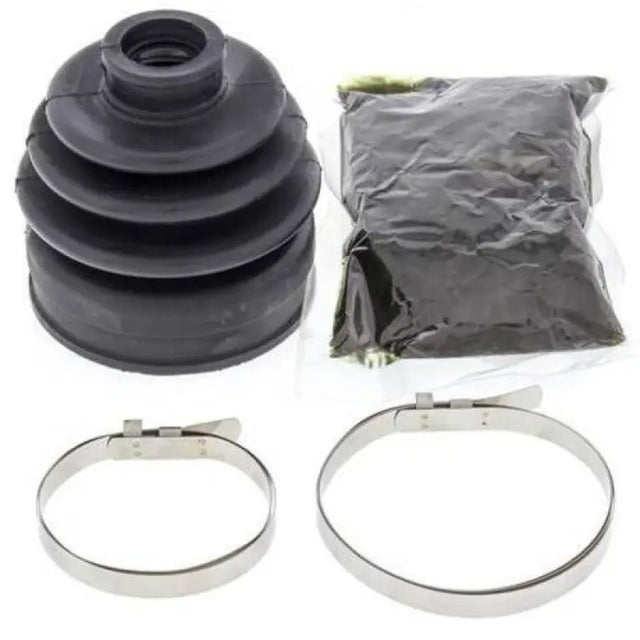 Black rubber boot grease packet and metal clamps in QuadBoss CV Boot Kit for RV parts & accessories