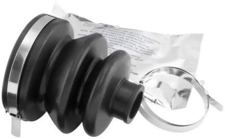 Black rubber QuadBoss CV Boot with metal clamps for ATV models from the boot kit