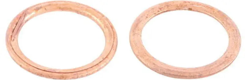 Two copper sealing washers from QuadBoss Exhaust Gasket Kit for durable exhaust sealing