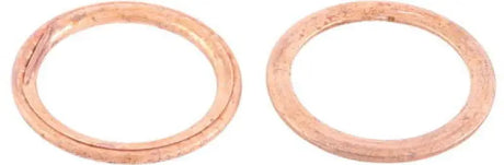 Two copper sealing washers from QuadBoss Exhaust Gasket Kit for durable exhaust sealing