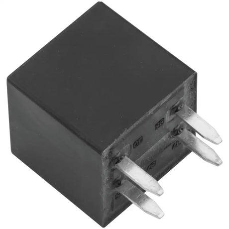 Black cube-shaped QuadBoss Polaris 20/35A relay for power distribution with metal pins