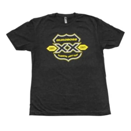 Black Year Tee with Yellow Logo perfect for QuadBoss Qb 20 Year Tee Blk/Ylw Xl