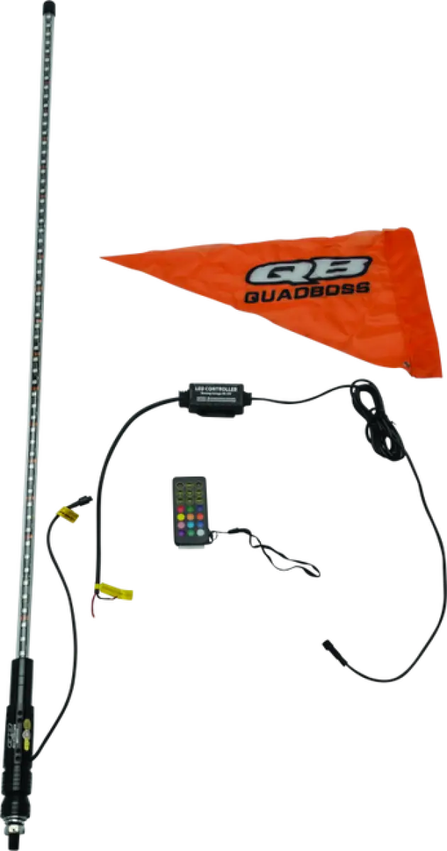 Illuminated off-road safety whip with flag for QuadBoss QB 4ft single whip off-road vehicle