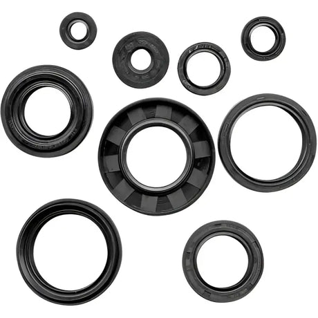Assorted black rubber oil seals from QuadBoss QB Oil Seal Set for engine protection
