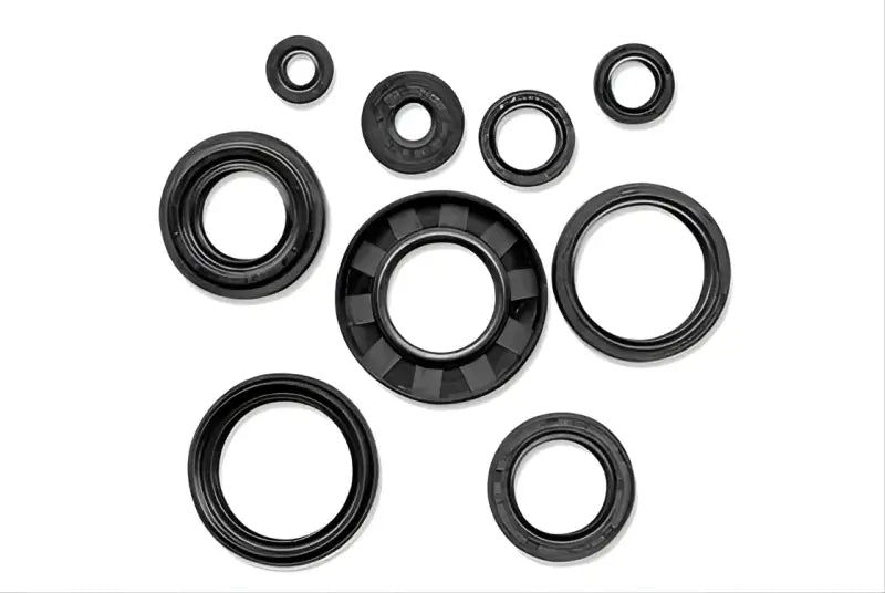 Assorted black rubber oil seals from QuadBoss QB Oil Seal Set for engine repairs