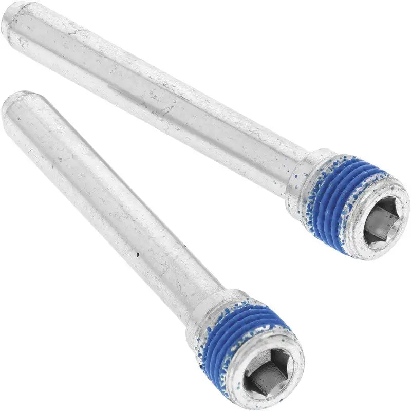 Silver metal pad retaining pins with blue threaded ends for QuadBoss QBoss brake pads