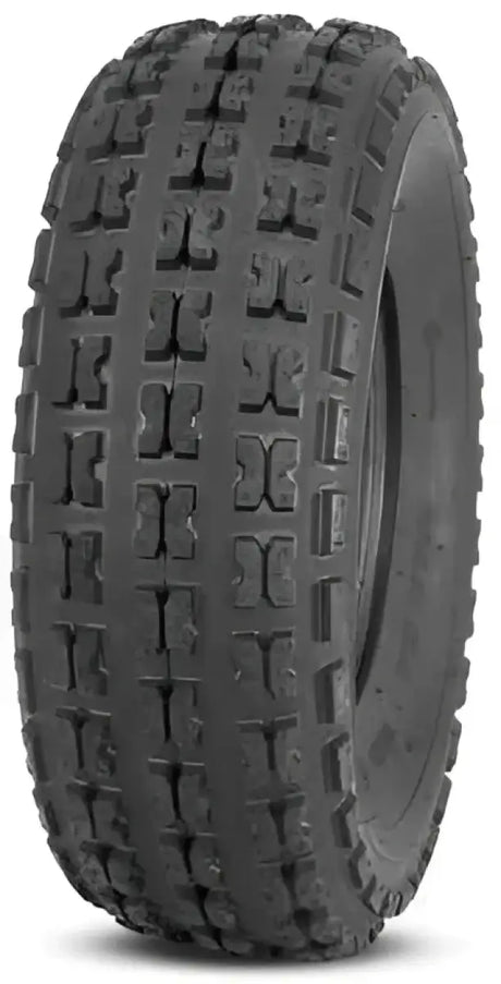 Black all-terrain tire from QuadBoss QBT732 Series for off-road adventures