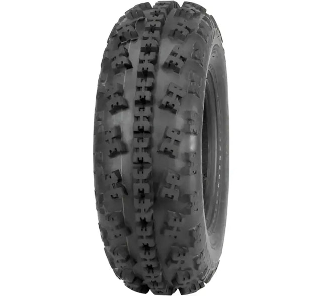 QuadBoss QBT734 Series Tire - 21x7-10 4Ply for ATV, rugged tread pattern for enhanced traction and durability on various terrains.