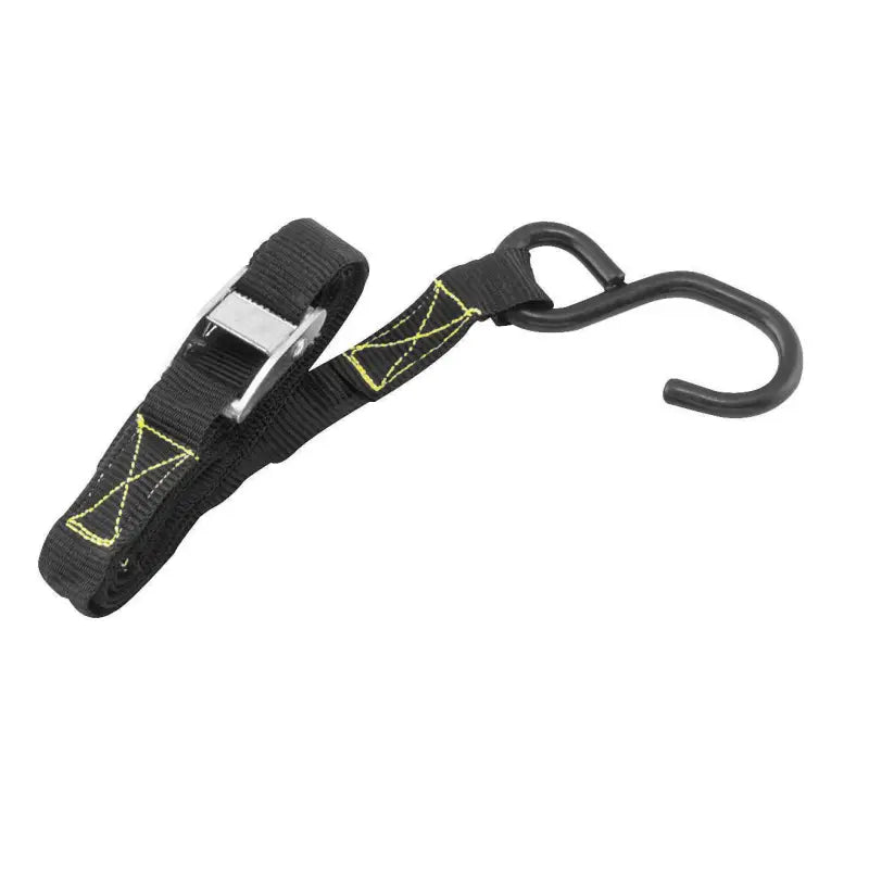 Black tie-down strap with metal buckle and hook for QuadBoss Quadlite Ramp Strap replacement