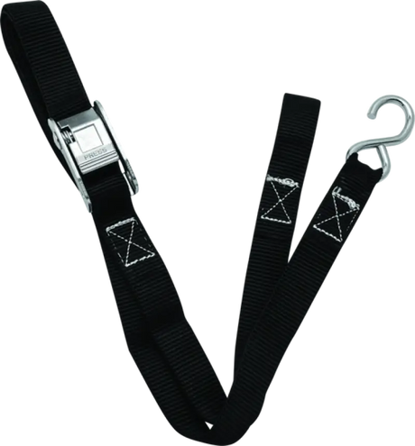 Black quadboss quadlite ramp strap with metal buckle and hook for secure transport