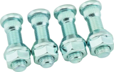 Four silver QuadBoss replacement lug bolts with nuts for M12x1.5 applications