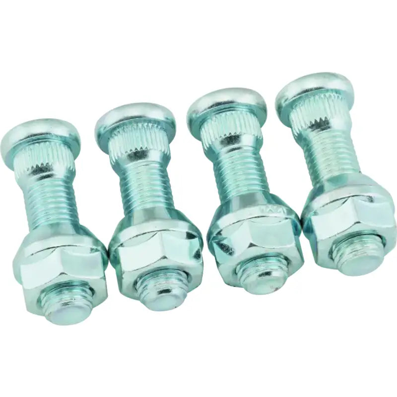 Four silver quadboss replacement studs with nuts M12x1.5 for easy repair