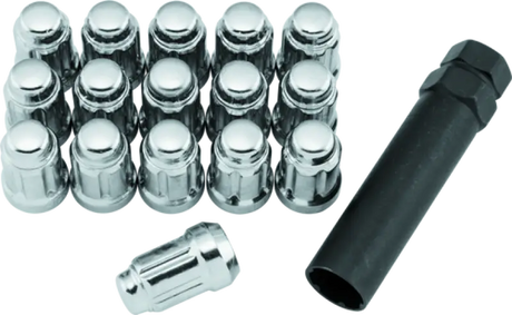 Chrome lug nuts and black socket for QuadBoss Spline Lug Nuts 12x1.5 Silver