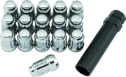 Chrome spline lug nuts and black socket for durable spline lug installation